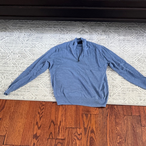 Men's Heather Blue Zip-Up Sweater - Picture 1 of 1